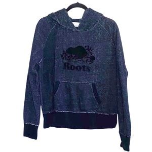 Roots Canada Hoodie Gray Denim Like Cotton